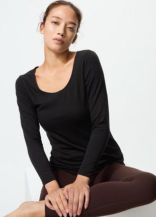 Термолонгслив с круглым вырезом heattech extra warm от uniqlo