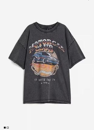 Футболка h&m oversize printed t - shirt оверсайз