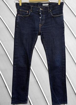 Чоловічі темно-сині джинси h&m slim fit w36 l34 xl xxl 52 54 эйч энд эм завужені джинси слім фіт стрейч сині джинси 54