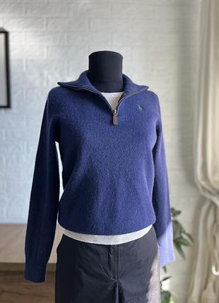 Светр пуловер  гольф блискавка polo ralph lauren вовна  🐑 синій ,m-s,38