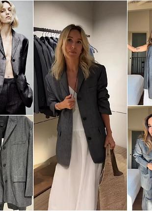 Zara zw collection крутой блейзер из шерсти и льна. шикарное качество и цвет. new