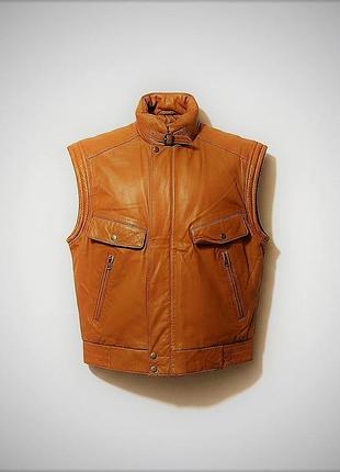 Мужской кожаный жилет echtes leder, l, карамельный