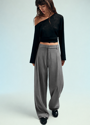 Брюки pull&bear евро 44 xxl  прямые офис вискоза