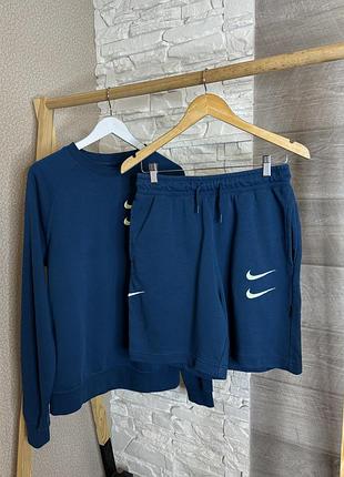 Оригінальний чоловічий комплект світшот шорти  sportswear swoosh crew s-m