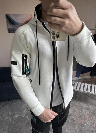 Зимняя кофта на молнии молочная grand p. l, xl, xxl трехнитка с начесом