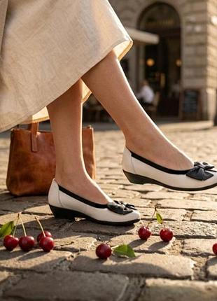 Женские туфли heavenly feet из натуральной кожи с бантом белого цвета размр 37