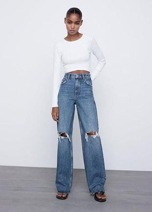 Сині джинси zara з високою посадкою розмір 34