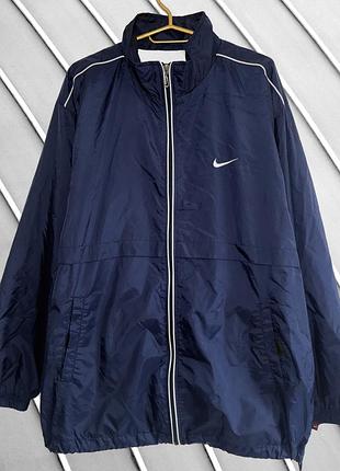 Мужская темно-синяя винтажная ветровка nike xl 52 54 найк куртка зепка на молнии синяя ветровка найм оснастка 54 олимпийка
