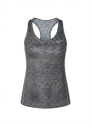 Спортивная майка nike dri-fit беговая борцовка принтованная серо-белая m размер