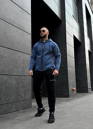 Зимний спортивный костюм с насосом индиго кофта +черные брюки s, xl, xxl