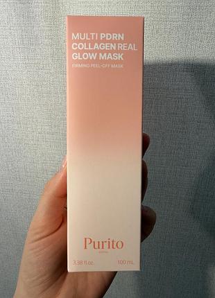 Purito seoul multi pdrn collagen real glow mask — відновлювальна маска-плівка для зволоження, розгладження текстури та сяйва тьмяній, втомленій шкірі