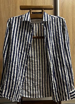 Стильна лляна сорочка fradi в смужку (100% linen, made in italy)
