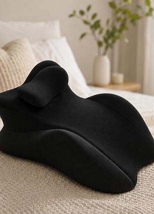 Чорна подушка ортопедична pillow-06 / подушка клиноподібна для сну з поліестеру / ортопедична подушка для підтримки тіла relax