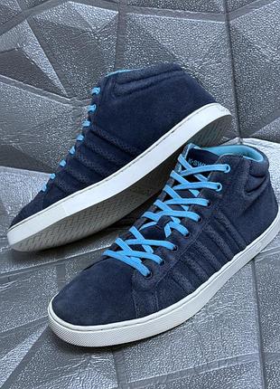 Шкіряні чоловічі кросівки кеди хай-топи k-swiss 43 розмір (устілька 27,5 см) сині натуральна замша шкіра взуття для чоловіків стиль спорт кежуал