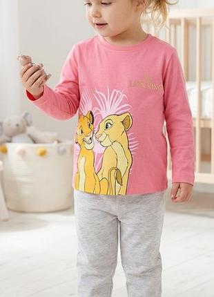 Детская пижама «король лев» (disney / primark), розовый с серым, 98 рост, 2-3 года