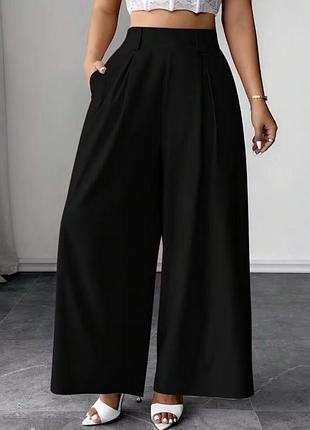 Чорні широкі штани палаццо shein curve (plus size / батал), розмір 2xl (52-54)