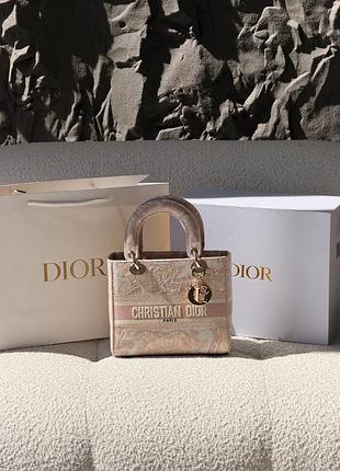 Женская сумка christian dior lady d-lite розовый тигр