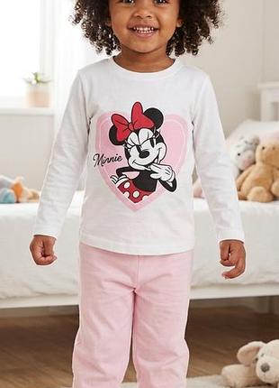 Дитяча піжама для дівчинки з принтом minnie mouse (disney / primark), рожевий з білим, 98 зріст, 2-3 роки