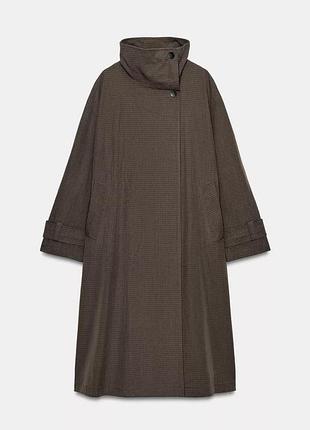 Коричневий оверсайз тренч зара zara в клітинку zw collection