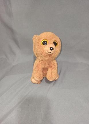 Мягкая игрушка мишка brownie от бренда ty из серии с большими блестящими золотистыми глазами