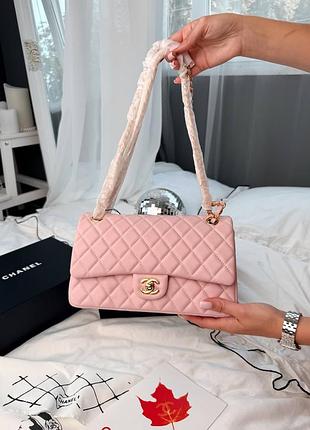 Сумочка medium lambskin 25 premium натуральная кожа премиум качество сумка розовая фурнитура золотого цвета с комплектом люкс
