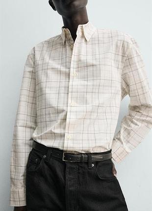 Сорочка чоловіча картата вільного крою зара zara m, xl