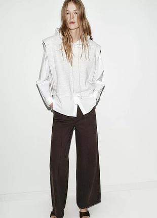 Zara новое с биркой крутое объемное трехнить худи с элементами рубашки