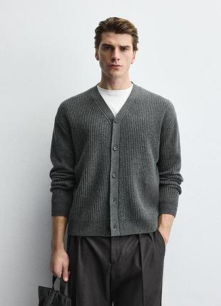 Кардиган мужской шерстяной структурированный зара zara m