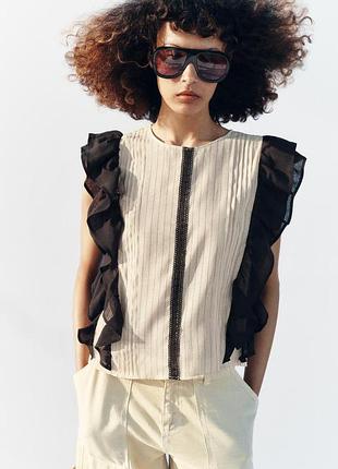 Блузка блуза жіноча з рюшами зара zara s