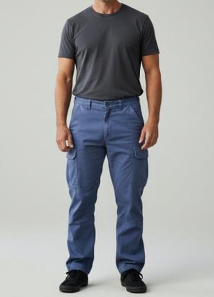 Чоловічі карго штани brixton 32 блакитні 100% бавовна relaxed fit cargo pants
