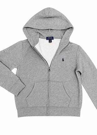 Оригінальна сіра кофта худі на блискавці polo ralph lauren | m (10–12) / дорослий хxs-xs