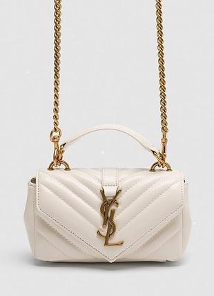 Сумка saint college mini quilted crossbody laurent bag cream