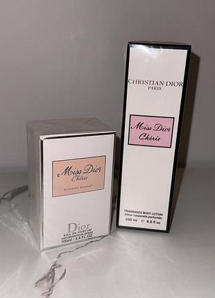 Міс діор набір парфумований ✨miss dior cherie✨ парфуми 100 мл+крем для тіла