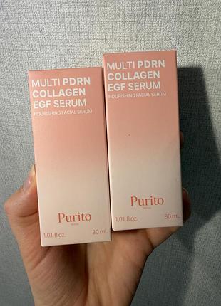Purito seoul multi pdrn collagen egf serum — інноваційна двофазна відновлювальна сироватка нового покоління для живлення, омолодження, пружності шкіри