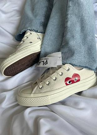 Converse comme garcons beige кеды конверсы бежевые с сердечком 💞