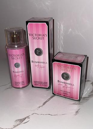 Bombshell набір парфумований 3в1✨ victoria’s secret ✨ парфуми 60 мл+крем для тіла+спрей парфумований