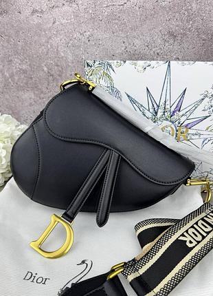 Di0r saddle premium натуральна шкіра преміум якість чорна сумка з комплектом кожа