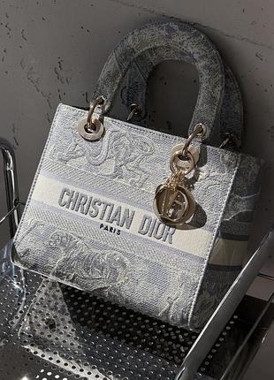 Жіноча сумка christian dior lady d-lite блакитний тигр є