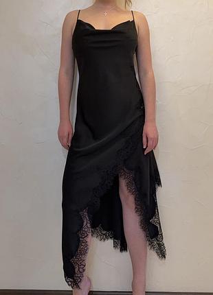 Атласна сукня zara з мереживом