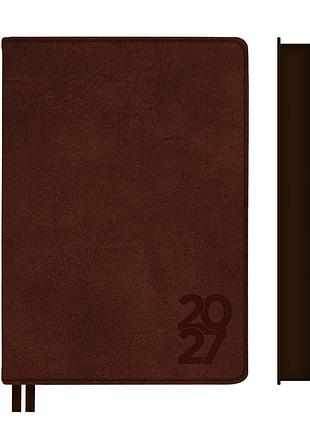 Щоденник діловий leo planner case a5 датований 2027 інтегральний коричневий 368 сторінок