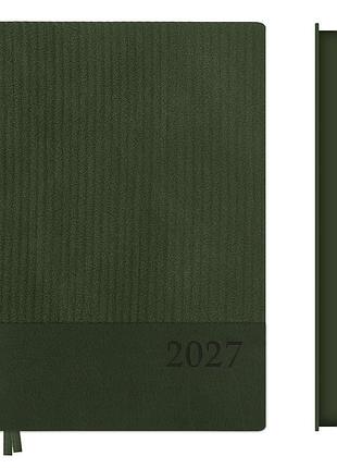 Щоденник діловий leo planner velvet а5 датований 2027 м‘який темно-зелений 368 сторінок