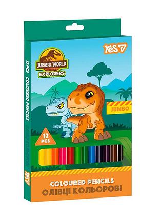 Олівці кольорові yes 12 кол. jurassic world jumbo