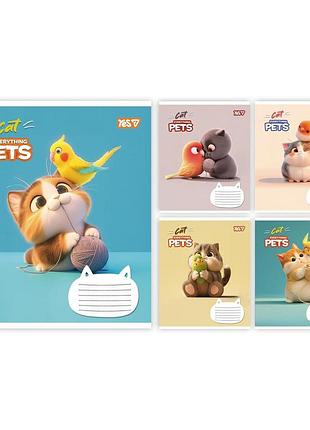 Зошит шкільний yes cat and pets а5 12 аркушів клітинка