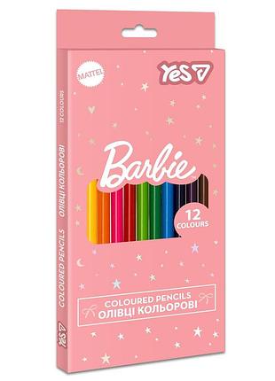Олівці кольорові yes barbie shiny 12 кольорів