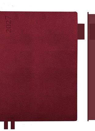Щоденник діловий leo planner binario а5 датований 2027 м‘який бордовий 368 сторінок