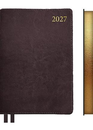Щоденник діловий leo planner aldento a5 датований 2027 інтегральний темно-коричневий 368 сторінок