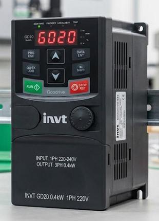 Частотник частотный преобразователь инвертор регулятор оборотов inver invt gd20-0s4g-ss2  220в, 0,4 квт. 400 вт.