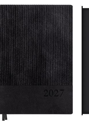 Щоденник діловий leo planner velvet а5 датований 2027 м‘який чорний 368 сторінок