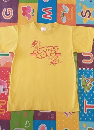 Дитяча бавовняна жовта футболка з логотипом та персонажами програми tumble tots.