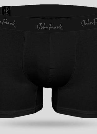 Боксеры черные мужские, трусы однотонные модальные john frank jfbmod10 black, брендовое нижнее белье l